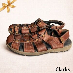 Clarks Brixby Cove Leather Slip On Sandals 13 M